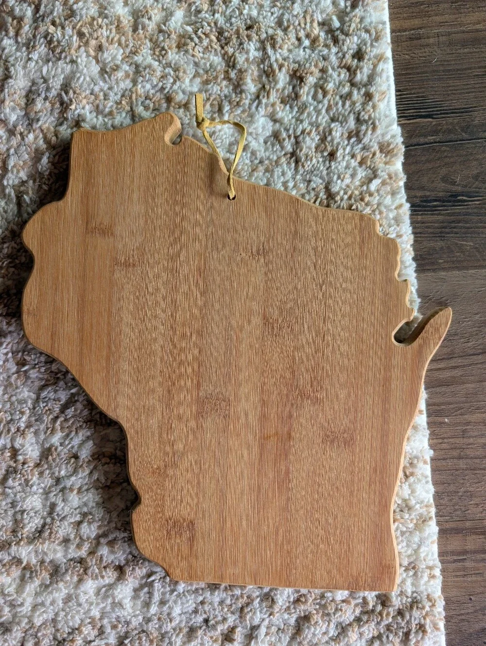 Wisconsin-Shaped Bamboo Serving/Charcuterie Board - Natural Wood